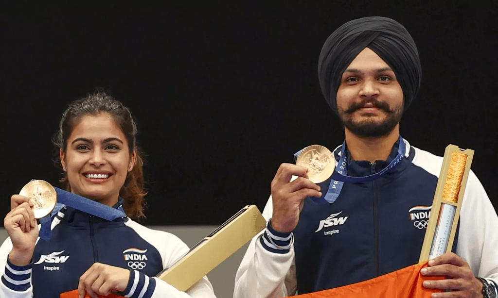 Triumph in the Air: Manu Bhaker and Sarabjot Singh Secure Bronze for India at the Paris&nbsp;Olympics.