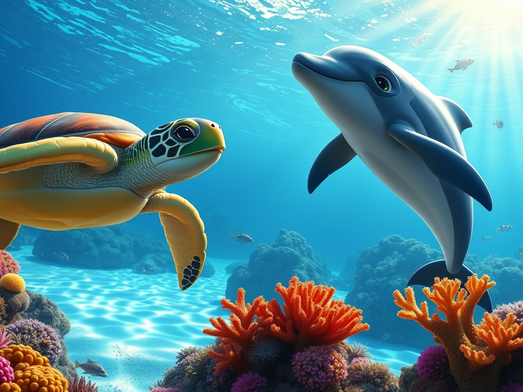 A Luminous Day in the Marine, near a Coral Reef