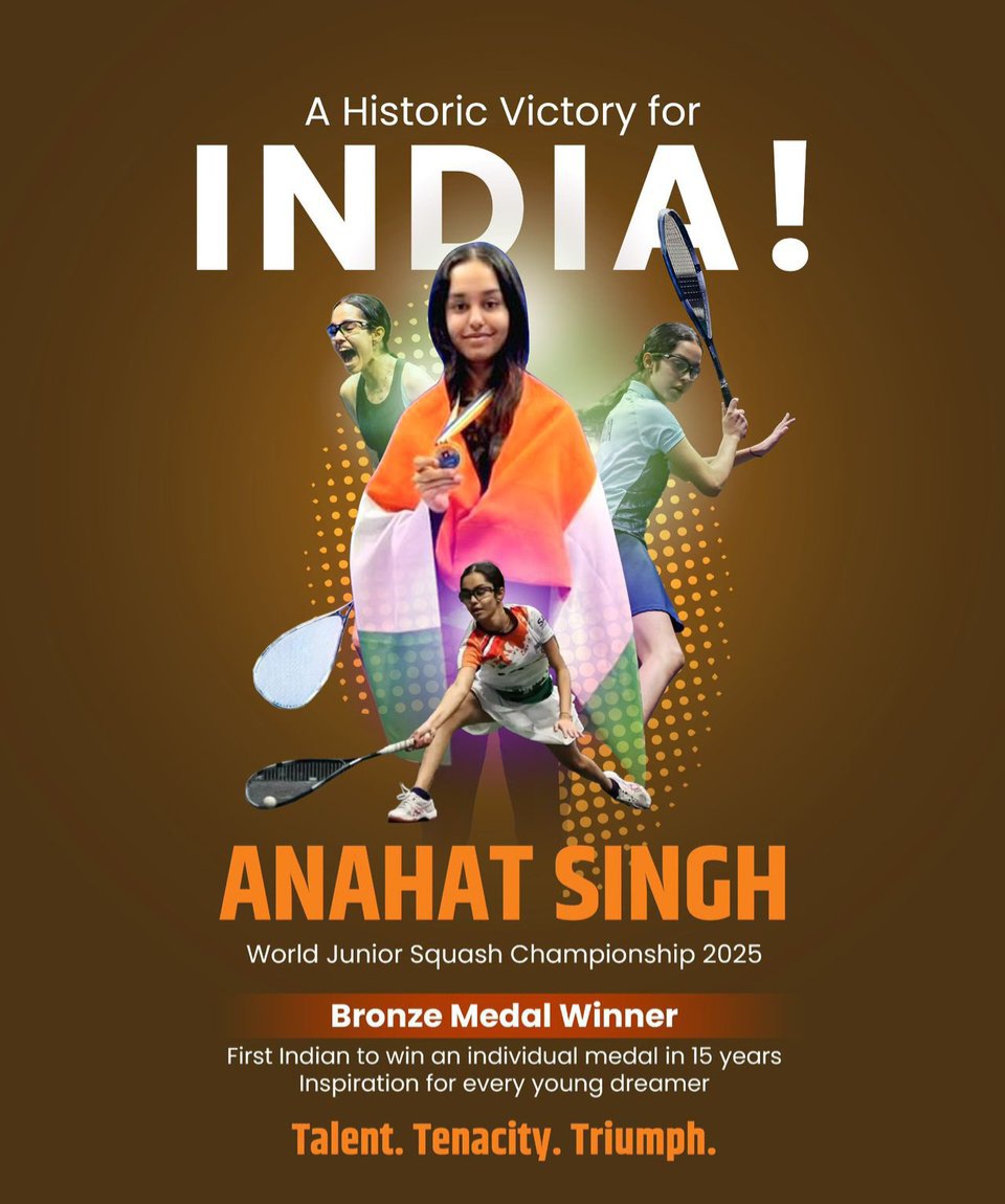 India’s Squash Prodigy Anahat Singh Clinches Historic Bronze at World Junior Championships&nbsp;2025