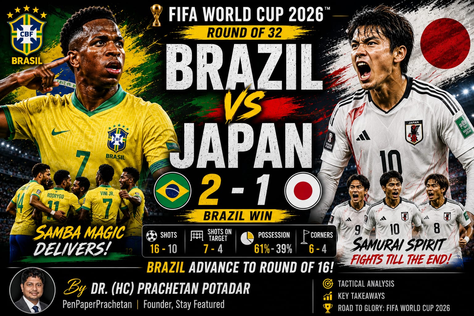 Brazil 2-1 Japan: Samba Quality Overcomes Samurai Spirit as Brazil Survive Tough Japanese Test